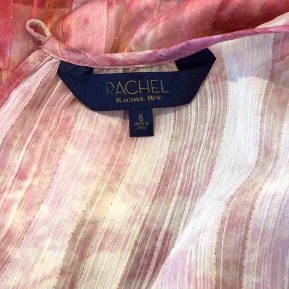 RACHEL Rachel Roy Pink Tie Dye Flutter Sleeve "Issa" Maxi Dress size 6 - Picture 7 of 8